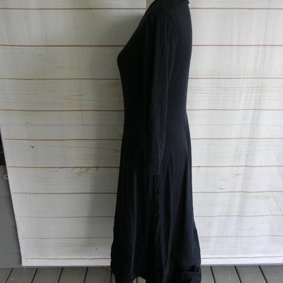 PESERICO NAVY BLUE 3/4 SLV FULL SKIRT ITALY MINIMALIST DRESS SZ IT 42 US 6 - Picture 2 of 5